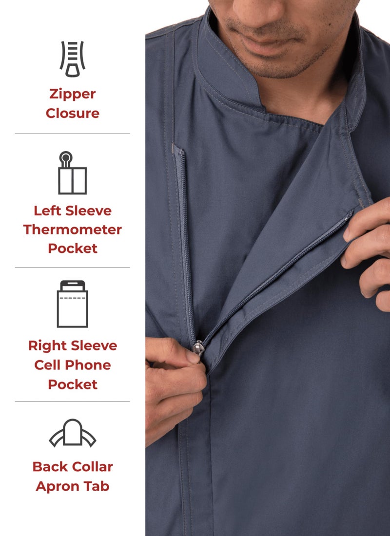 Chef Works Men's Hartford Chef Coat, Blue, Medium - Image 3